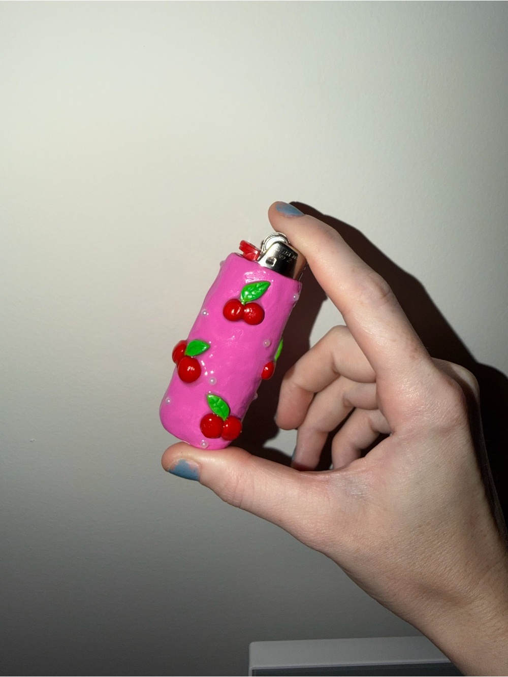 Pink Cherry and pearls Decorative Lighter Cover